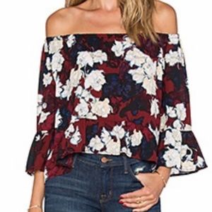 Eight Sixty off-the-shoulder romantic floral top.